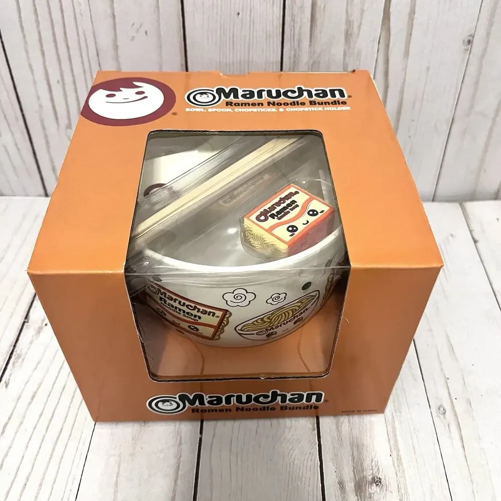 NIB Maruchan Ramen Noodle Bowl Set with Chopsticks Spoon & Chopstick Holder Gift